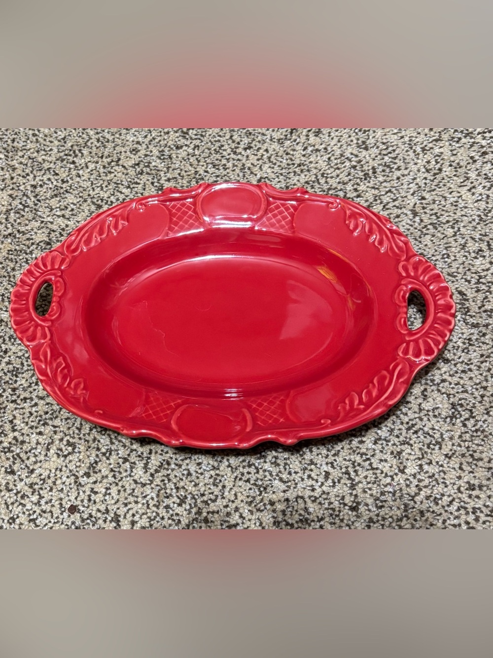 10 STRAWBERRY STREET 7 x 10” Red Decorative Ceramic Serving Platter
